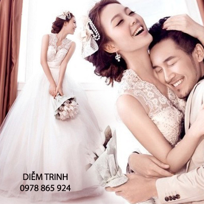Áo cưới ren theo phong cách Hàn Quốc